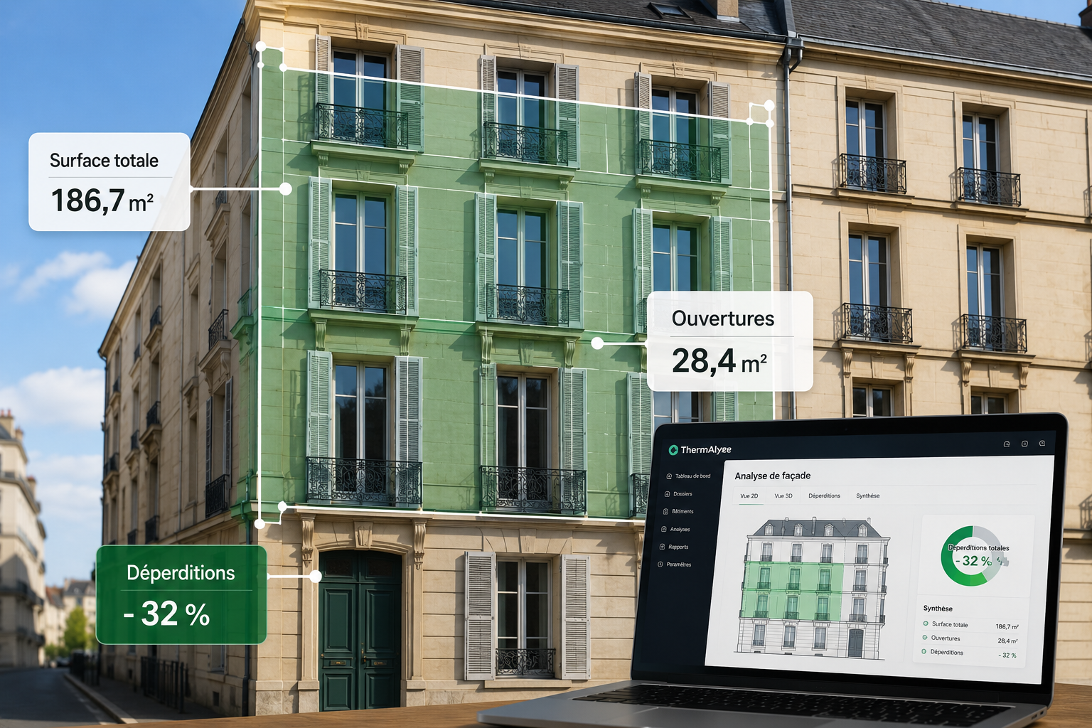 ThermAlyze Façades - logiciel d’analyse façade et calcul de surface